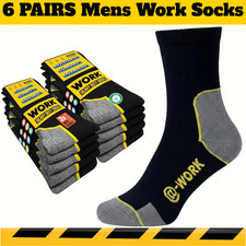 6 PAIRS Mens Work Socks Workwear Reinforced Cushion Sole Boot Socks Size 6-11 UK