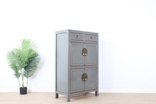 Chinesische Kommode Hochzeitschrank Schrank  grau   RAL7005 #M-KOM-A22G