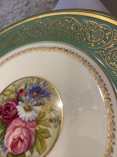 (2) Rare Cauldon Gilt and Floral China Cabinet Plates ~ Artist Signed (R. Pope) - Picture 18 of 22