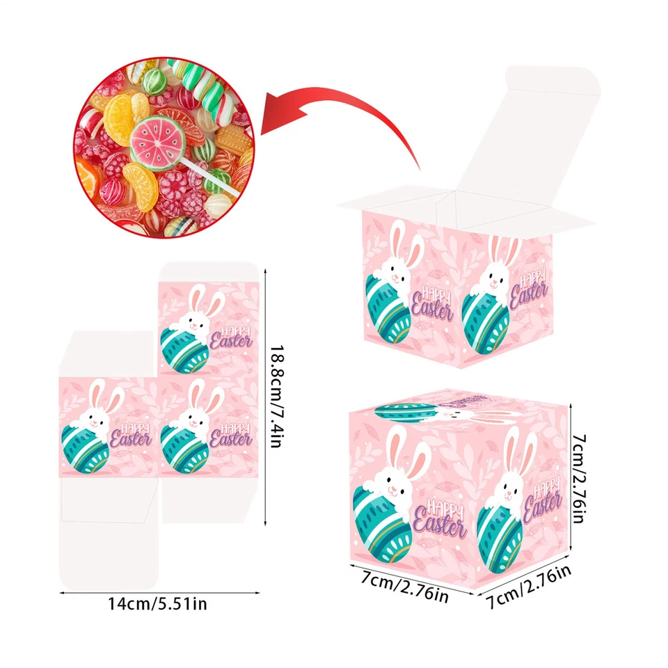 Cajas de golosinas de Pascua lindas cajas de galletas de panadería conjunto de 12 cajas de regalo de feliz Pascua Foto 4 de 4