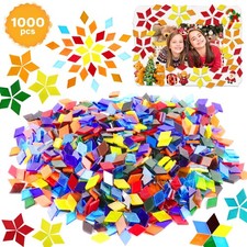 Csdtylh 1000 Pcs Mosaic Tiles, Glass Tiles for Transparent, Rhombus