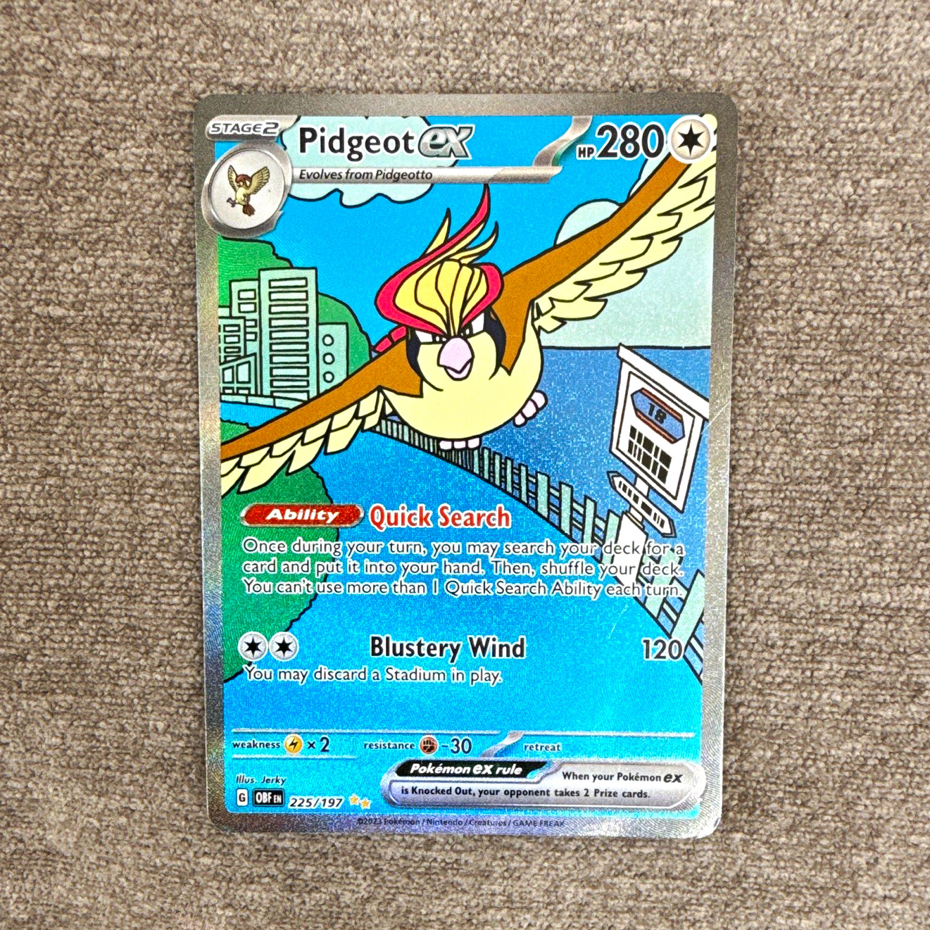 The Pokemon Company Pidgeot ex 225/197 SV03 Obsidian Flames Full Art Holo
