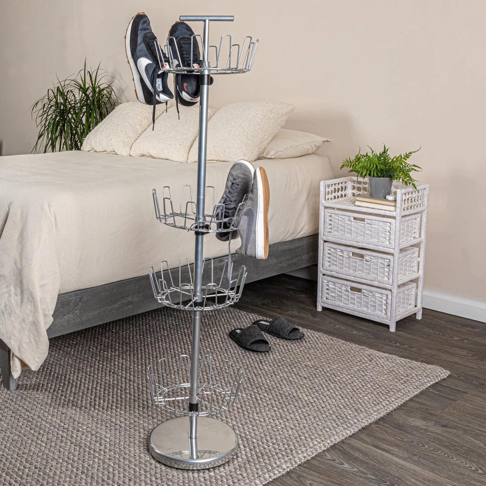 4-Tier Revolving Shoe Tree, Heavy-Duty Steel with Stabilized Base, Holds 24 P... - Image 4 of 4