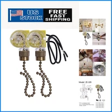 Zing Ear ZE-109 Two-Wire Pull Chain Switch for Ceiling Fans & Lamps - 2 pcs