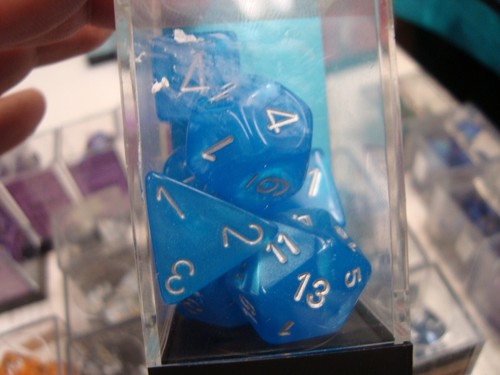 *RARE* Chessex 27479 Bright Blue/Silver 7 Velvet Polyhedral Die Set - Picture 3 of 4