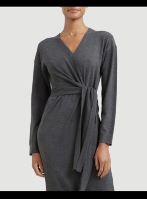knee length dresses for ladies Veronica Beard Salomez Wrap Midi Dress - Medium Heather Grey main image 0