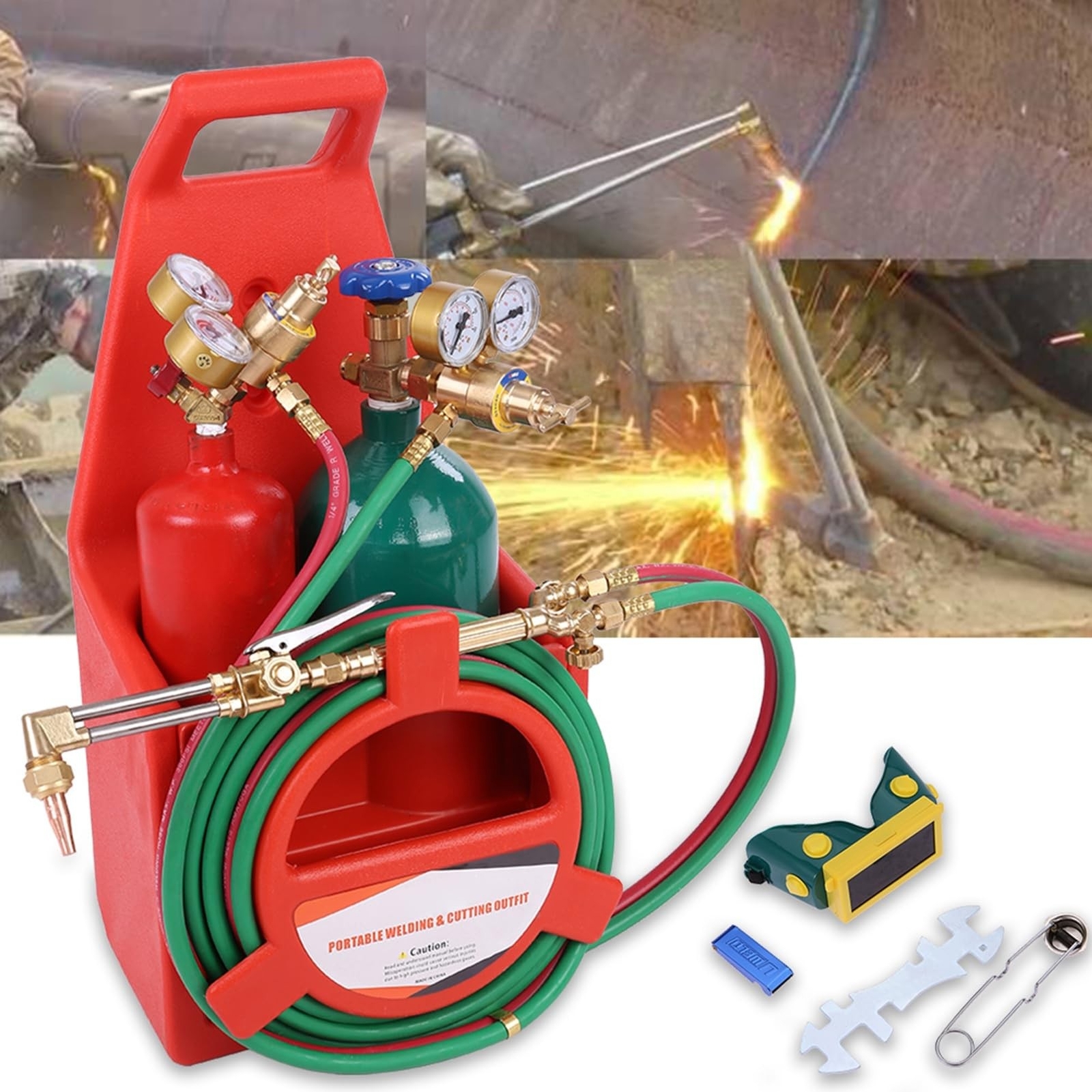 Oxyacetylene Torch Kit, Welding Brazing Cutting Torch Kit with Oxygen Acetyle...