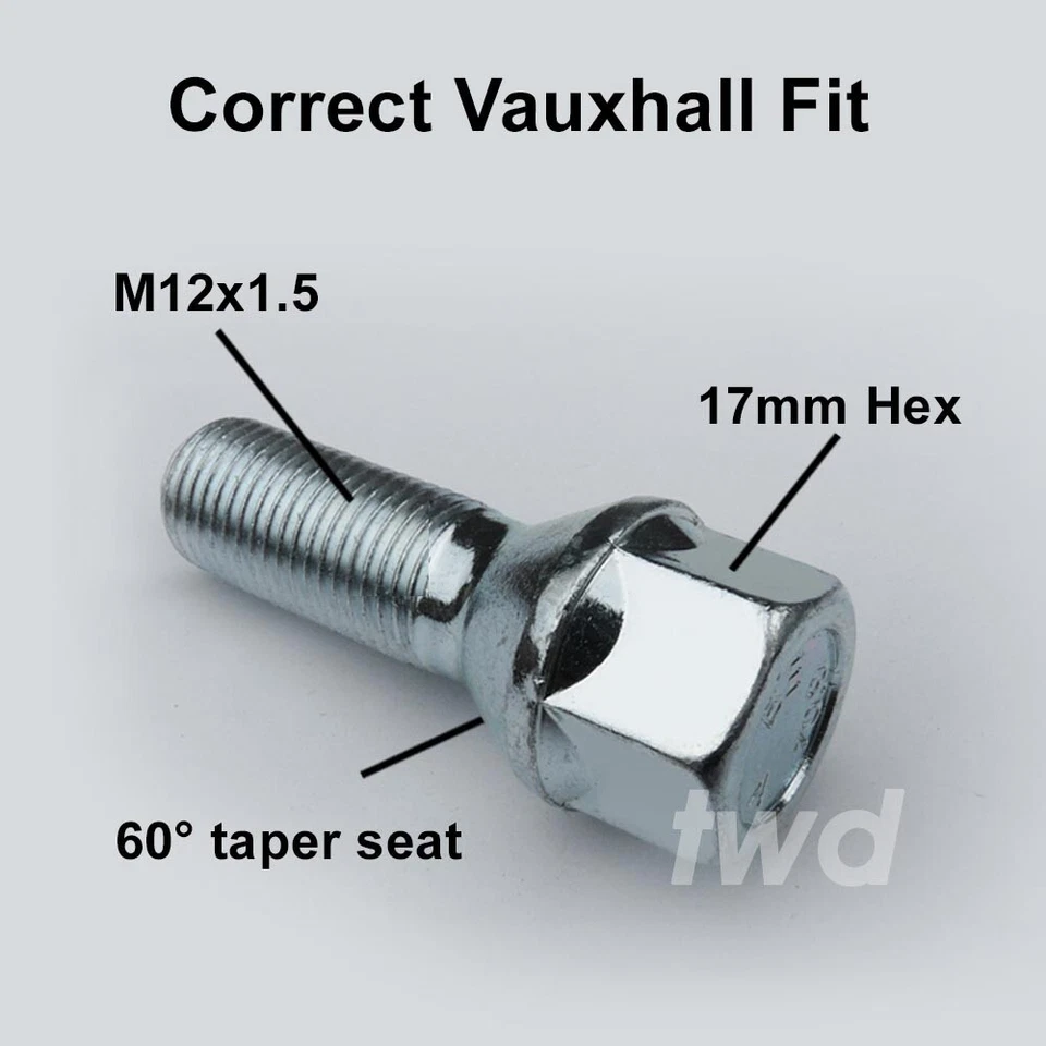 20 ALLOY WHEEL BOLTS FOR VAUXHALL ASTRA E/F/G/H (79-09) M12x1.5 NUT LUG STUD - Image 3 of 4