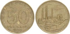 DDR 50 Pfennig 1950 A (8) prägefrisch,Messingpatina