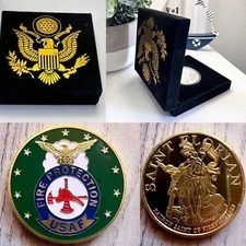 U S AIR FORCE Fire Protection Challenge Coin with special velvet case