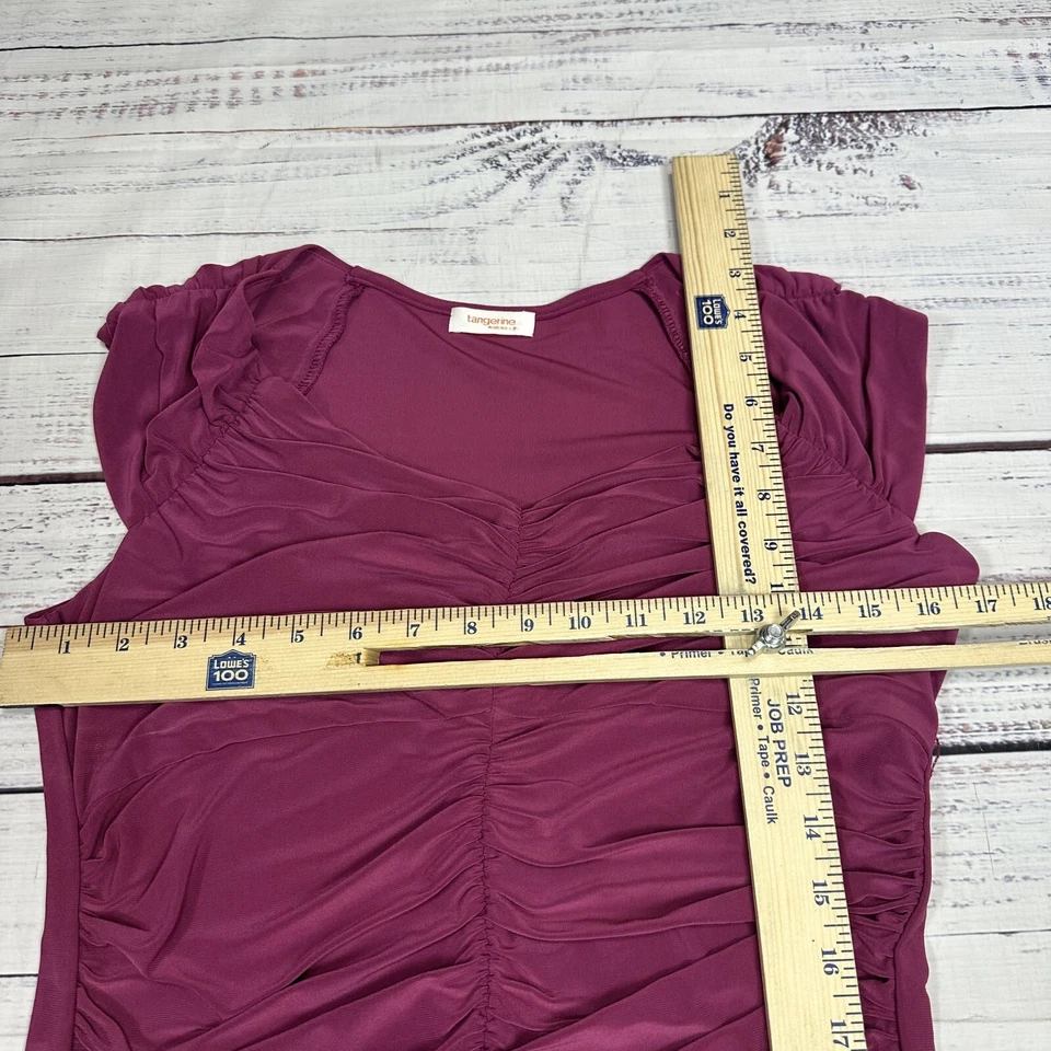 Camisa para mujer Tangerine Top magenta talla M acanalada elástica informal sin mangas Foto 3 de 4