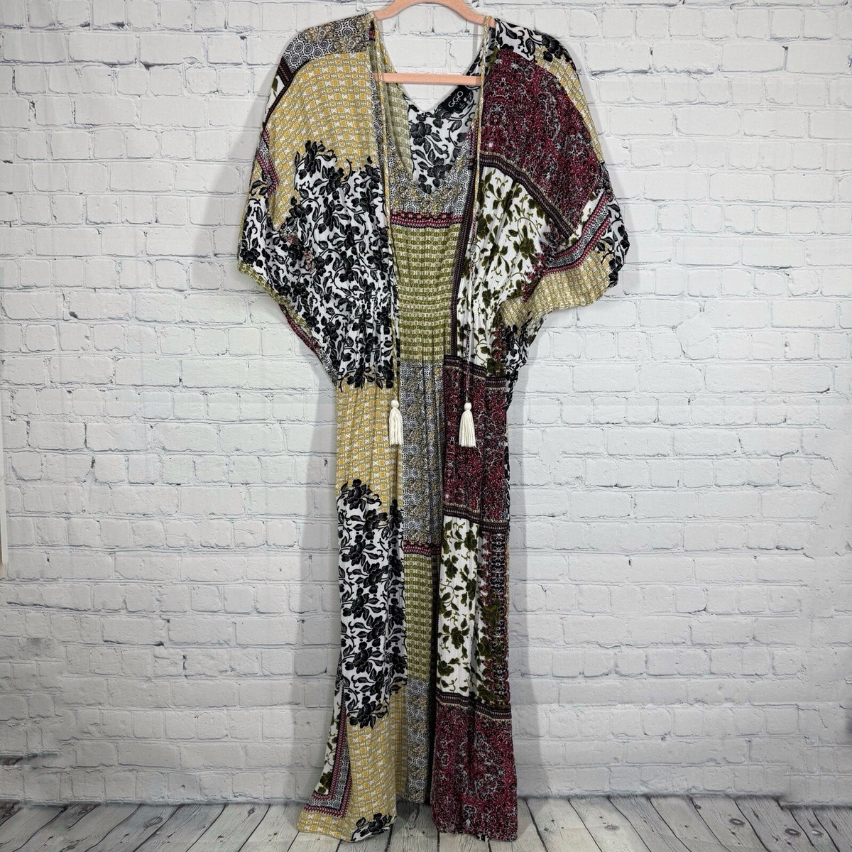 Gigio Maxi Dress Women Small Floral Patchwork Multicolor Prairie Kimono  Boho | eBay