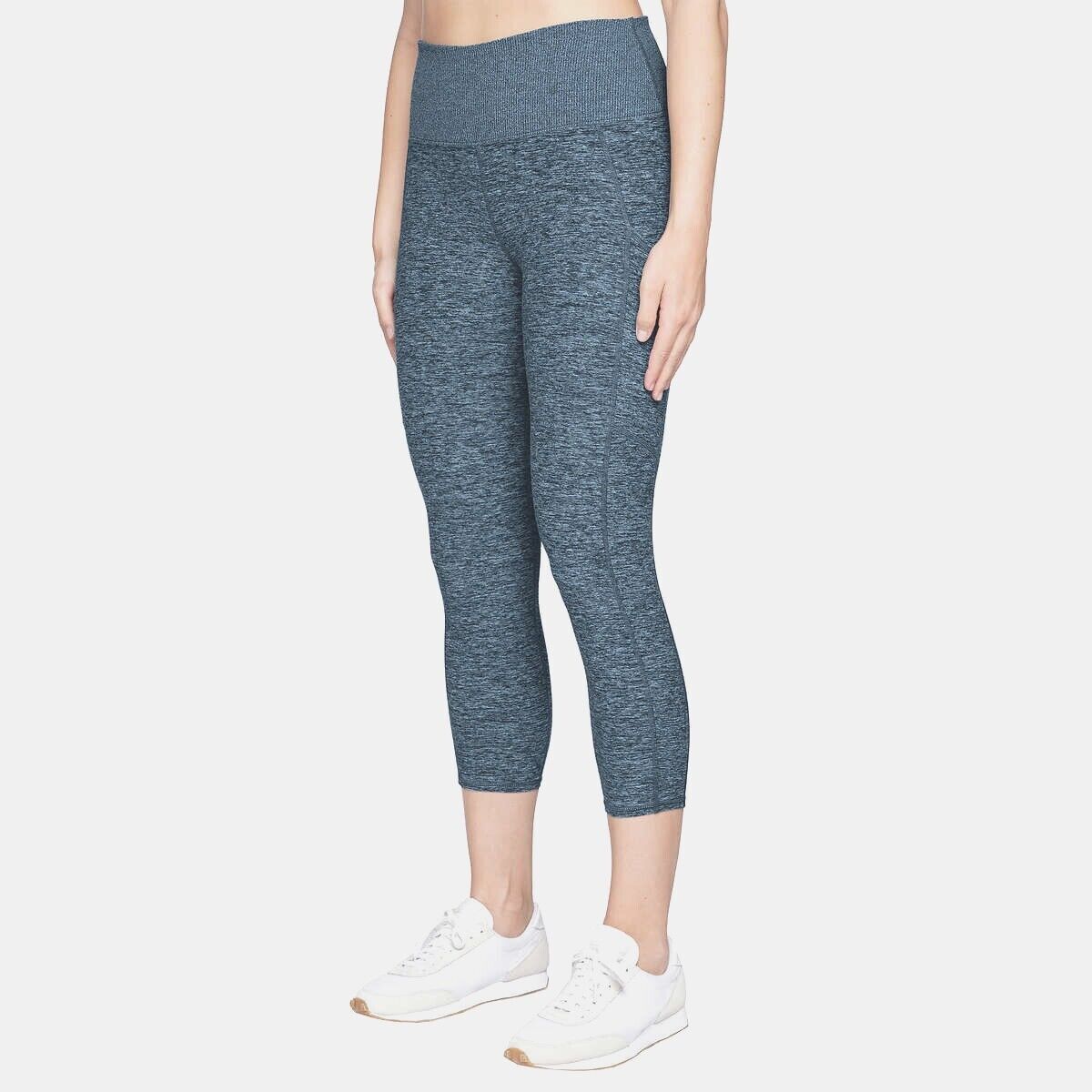 NWT KIRKLAND SIGNATURE BLUE BRUSHED SIDE POCKET CAPRI LEGGINGS SZ S 