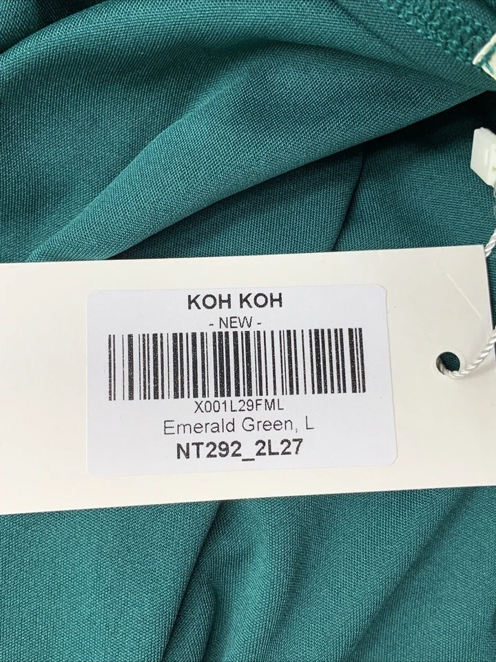 Maxi Vestido Grande KOH KOH Mujer Manga Larga Formal Envolvente Drapeado Cóctel Cuello en V Foto 3 de 4