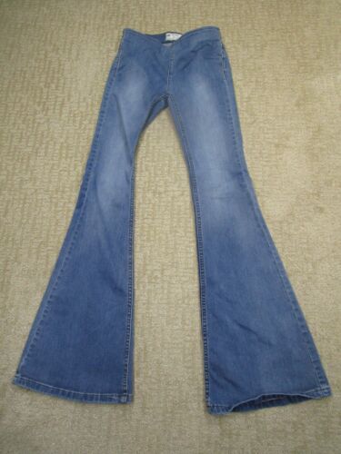 Free People Jeans Women 25 Blue Low Rise Flared Pull On Pants Light Wash Stretch