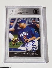 DOMINIC SMITH SIGNED AUTO'D 2017 CHOICE LAS VEGAS 51'S CARD #25 BAS COA NY METS