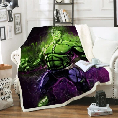 WONGS BEDDING Superhero Hulk Warm Thick Blanket Throw Sofa Fleece Blanket Single Double Size