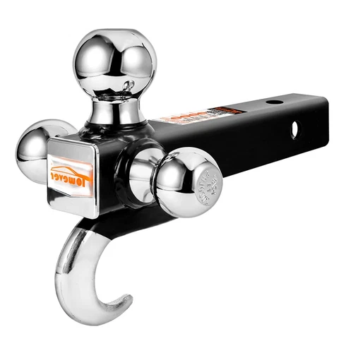 84180 Towever Trailer Hitch Tri Ball Mount with Hook, 3 Ball Hitch Fit for To...