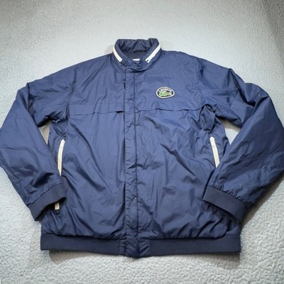 Lacoste Jacket Men Extra Large Blue 54 6 Zip Pockets Hood Golf Lined Alligator