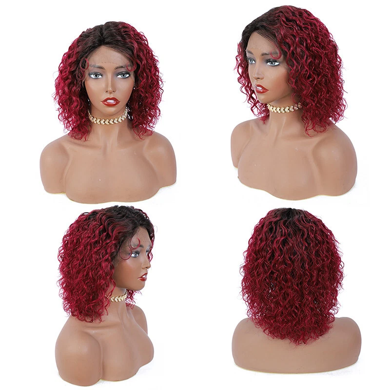 Encaje parte en T cabello humano color ombre negro onda de agua brasileña pre arrancada Foto 3 de 4