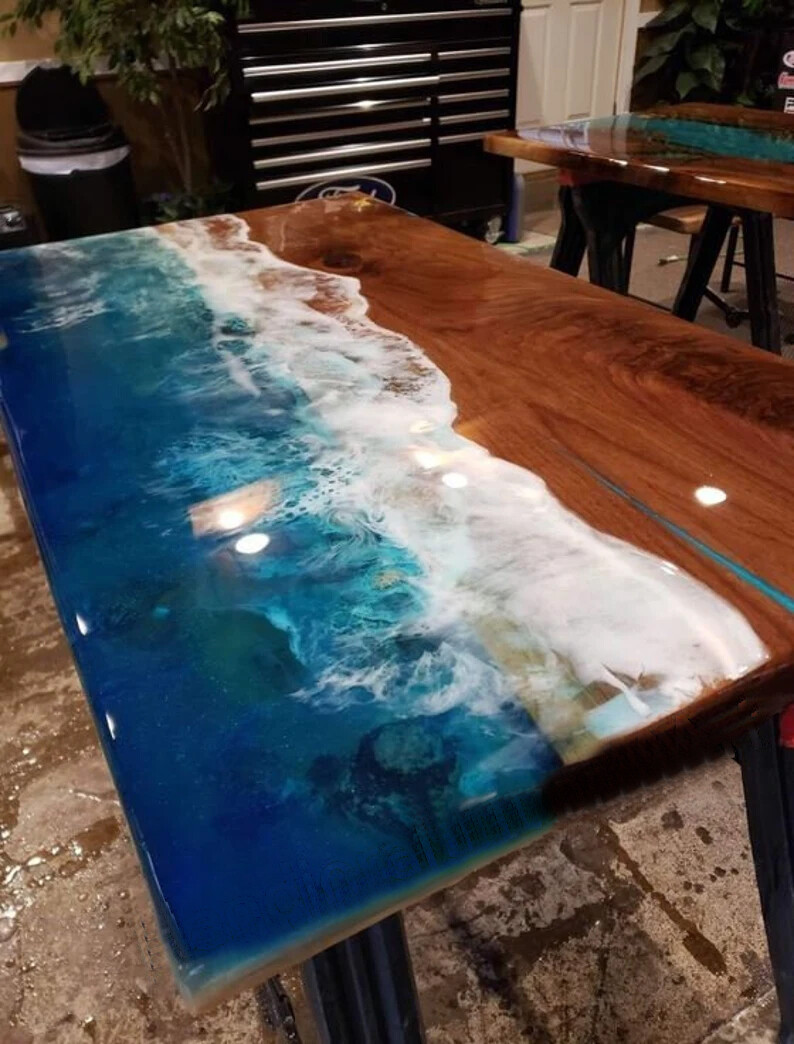 Ocean Wave Epoxy Resin Top Dining Table Counter Resin Molds Table Home Decors
