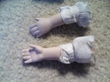 Set of Vintage 1970s Porcelain Girl Doll Arms 2 3/4" Long 3