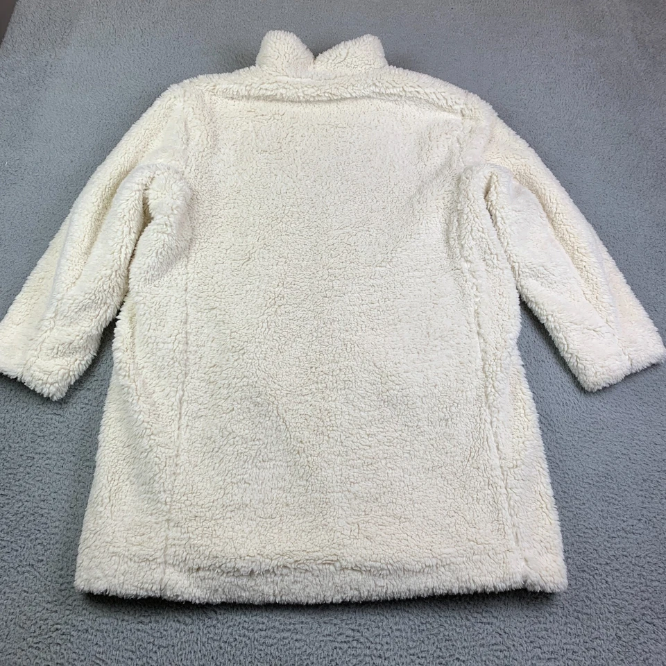Abrigo Gap Sherpa Mujer XL Peluche Cremallera Frontal Forrado Piedra Lunar Marfil Vellón Largo Foto 2 de 4