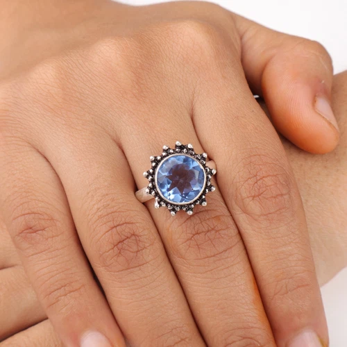 Tanzanite Gemstone 925 Stamped Silver Jewelry Handmade Ring For Anniversary Gift