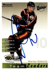 Marian Gaborik autographed Hockey Card 2001 Upper Deck Vintage Leaders #129
