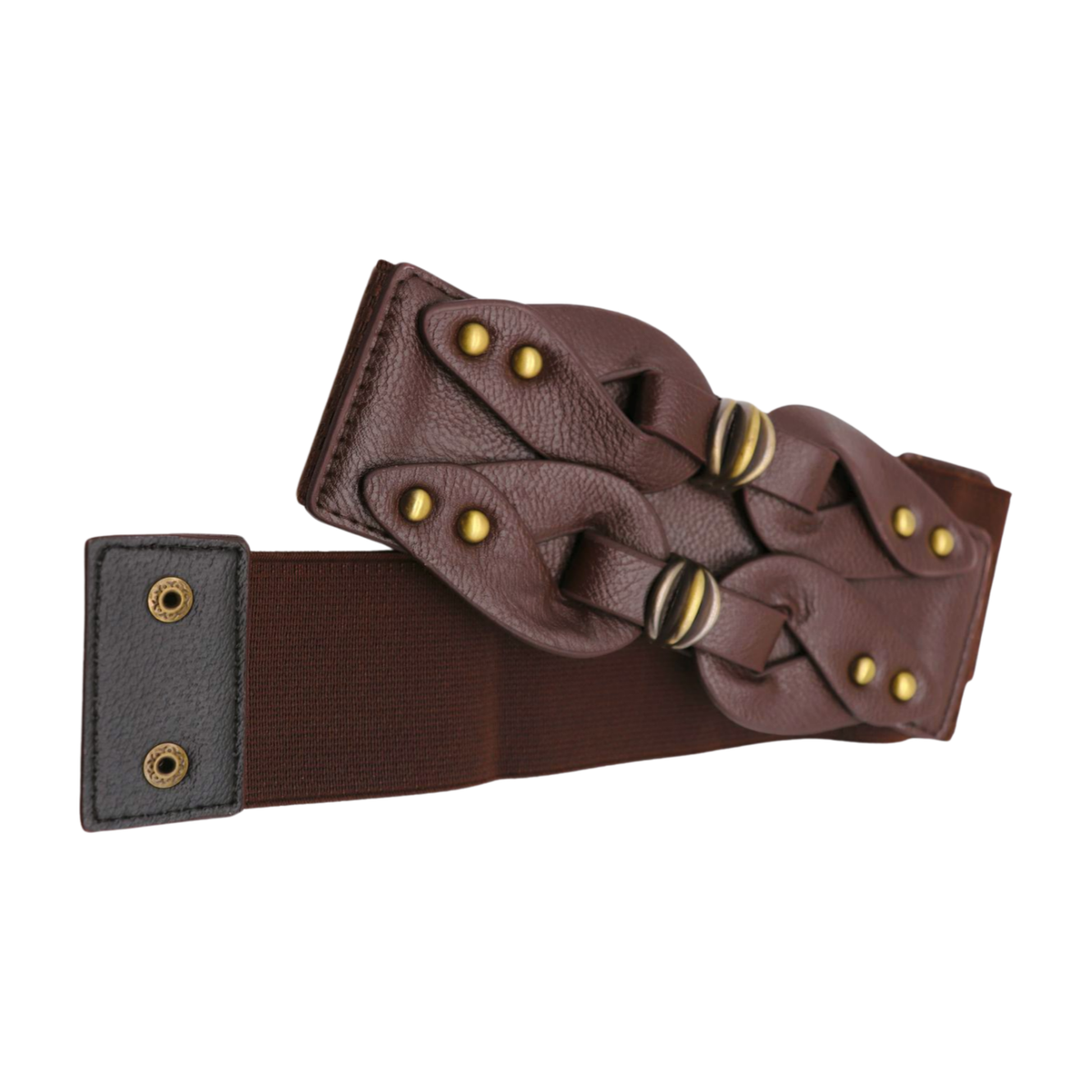 Women Brown Wide Elastic Waistband Belt Hip Waist Antique  display picture 1