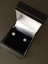 0.70 Carat PRINCESS CUT DIAMOND STUD EARRINGS 18ct WHITE GOLD