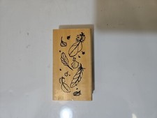 Falling Leaves Rubber Stamp Wood Mount 4.5" x 2.5" Anita's Fall Autumn Leaf Tree