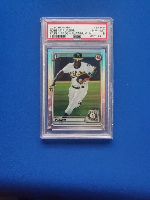2020 Bowman Robert Puason Platinum Refractor 1/1 PSA 8