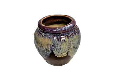 Vintage Studio Art Pottery Vase Purple Drip Glaze Vase, Tow-tone Brown & Purple