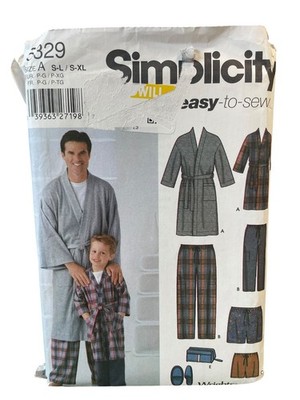 Simplicity 5329 Men Boys Robe Pants Shorts Travel Bag Size S-XL