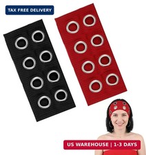 2 Pcs Grommet Headband, Red  Black Eyelet Headband with Holes, Punk Style