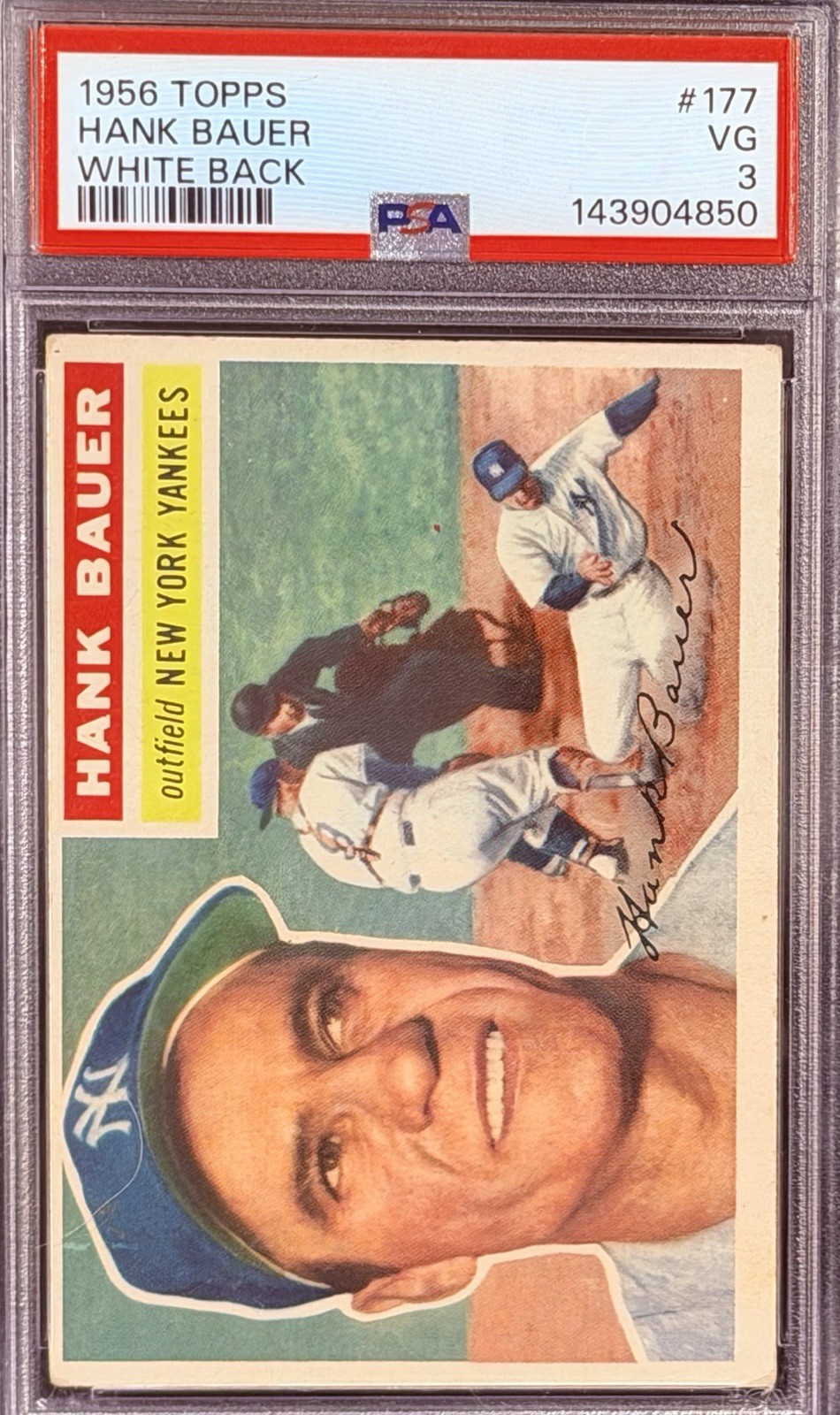 1956 Topps - Hank Bauer #177 White Back PSA 3