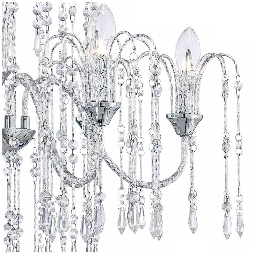 Candelabro Crystal Rain cromado 28" de largura moderno 6 luzes luminária para sala de jantar - Imagem 3 de 4