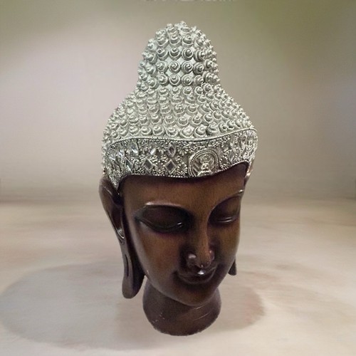 Estatuilla escultura cabeza de Buda tibetano meditando de colección - Imagen 10 de 11