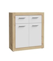 Kommode Sideboard 2 TüRen 2 Schubladen Artisan Eiche Dekor Weiß Matt 84 X 92 Cm