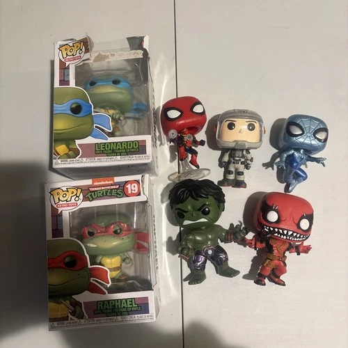 Funko Pop! Vinyl Mixed Bulk Lot Of 7 Figures - Hulk, TMNT, Spider Man, Deadpool