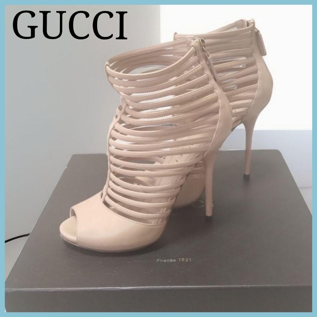 APL Gucci sandali mules tacco pelle beige EU34 US4 90642c