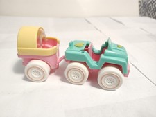 Lot Of 2 Fisher Price Smooshees 1980's Horse Vehicle Trailer Box Toy Ty41