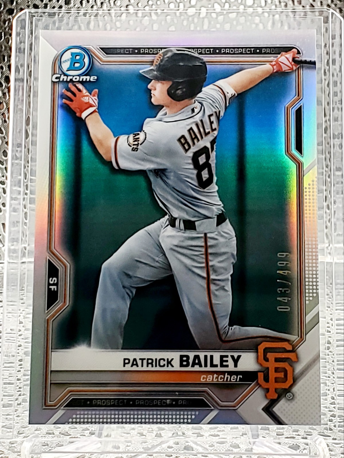 Patrick Bailey 2021 Bowman Chrome Prospect Refractor 043/499 #BCP-230 SF Giants