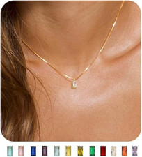 FUNEIA Diamond Necklaces for Women 14K Gold Plated Emerald Birthstone Necklace f