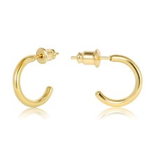 Minimalist Hoops for Women - 14K Gold Open Huggie 14K Gold - 10mm 1 Pairs 