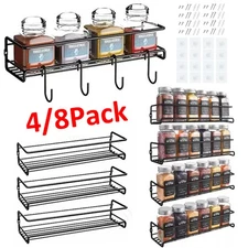8 Packs Kitchen Spice Rack Organizer Storage Shelf Cabinet Jar Holder Wall Mount