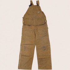 Vintage Carhartt 100 Year Anniversary Double Knee Overalls 66FB Brown USA 40x34