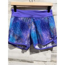 Ivivva Athletic Shorts Girls 14 Purple Blue Galaxy Print Activewear EUC