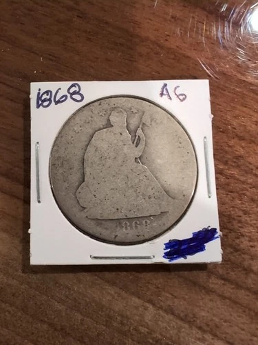 1868 S Seated Liberty Half Dollar AG Circulated 90% Silver US Coin